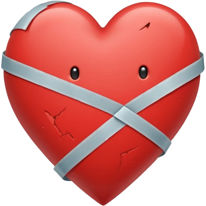 Heart held together by tape, tape snapping emoji