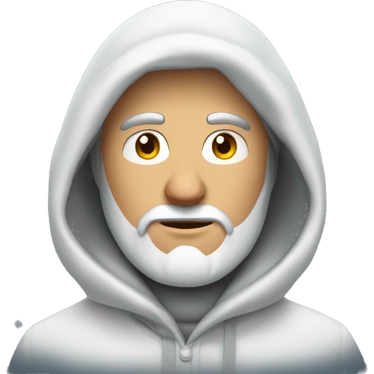 Russian man with beard in a hood covered with snow emoji