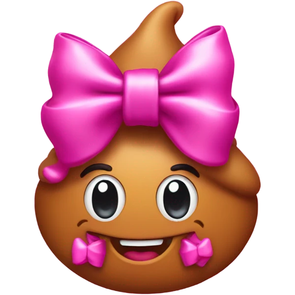 Pink poop with pink bow emoji