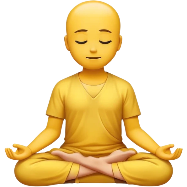 classic yellow emoji meditating, peaceful expression, sitting cross-legged emoji