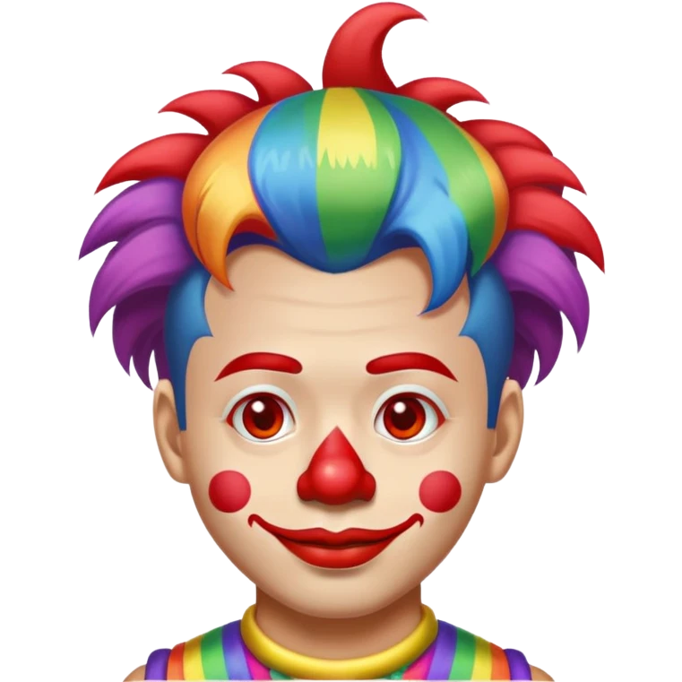 chinese man with rainbow clown hair and a red nose emoji
