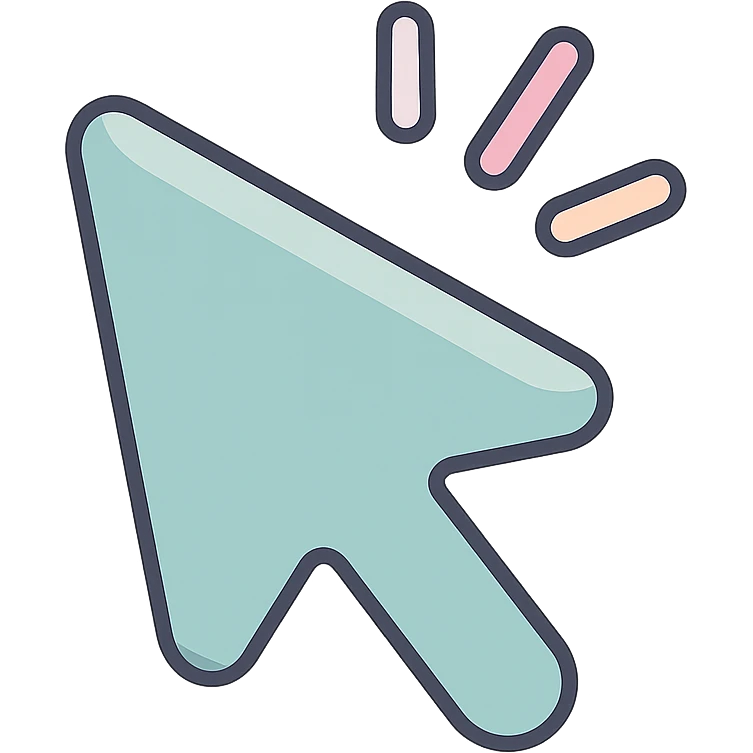 mouse cursor arrow with smooth rounding, icon-color-outlined style, thin clean outlines, soft rounded shapes, pastel palette #98B5BC, #B5B3C1, #C9A3C9, #E4C0CA, #F7DCD1, #F7C0AA, detailed shadows and highlights, soft lighting, transparent background emoji