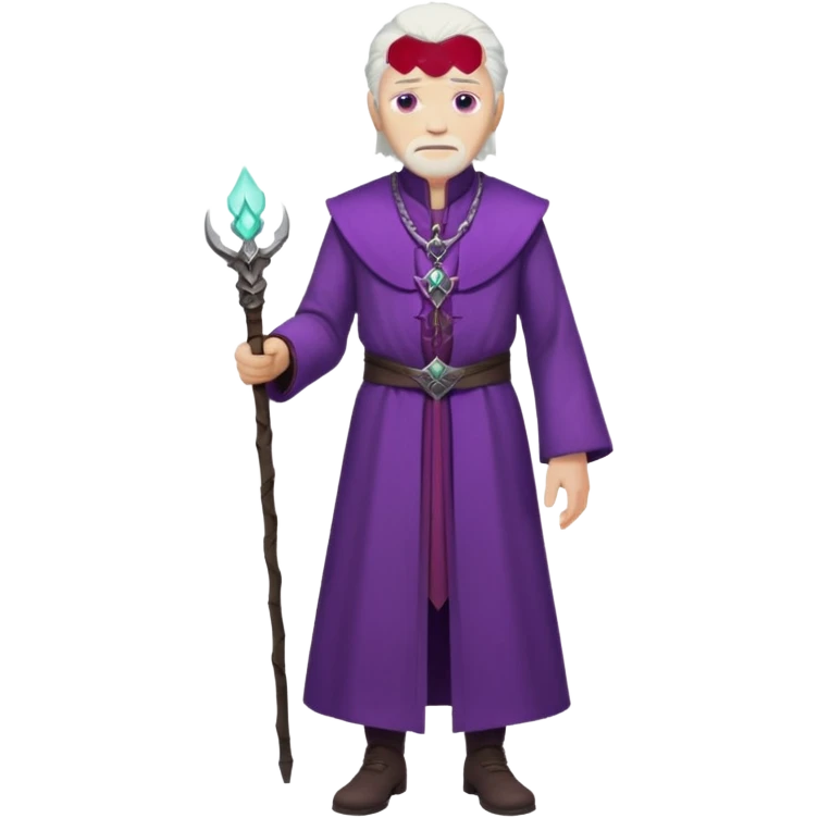 a white haired old man with purple eyes standing, full body, in Targaryen themed clothes emoji