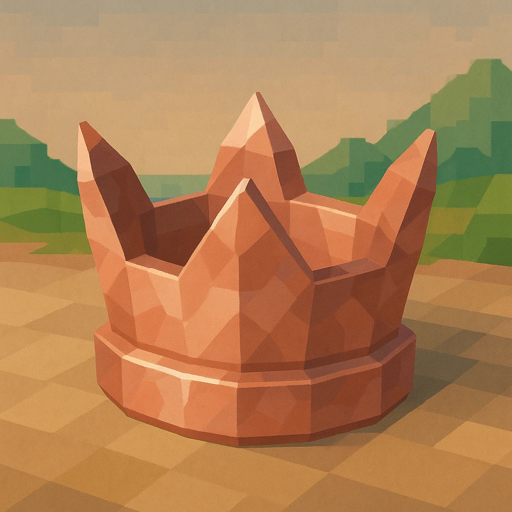 rose gold crown, metallic, soft pink, minimal background, low poly 3D style emoji