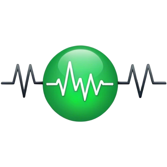 green dot with ECG heartbeat line. dot, not heart emoji