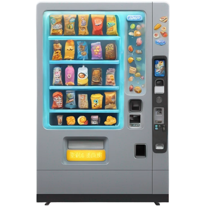 scifi vending machine, chibi, simple emoji