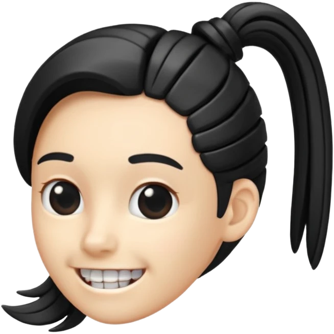 a curved hair accessory with teeth on both sides that hinge together, designed to secure hair in a vertical ponytail emoji
