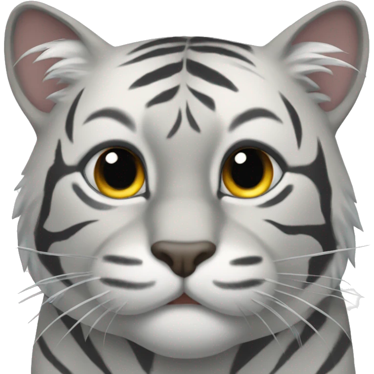 Gray tiger cat in your face emoji