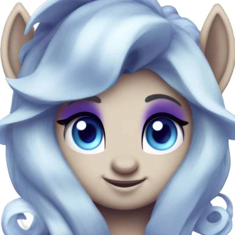My little pony  Evil dark purple alicorn with blue eyes and blue eyes shadow with white hair with blue streaks emoji