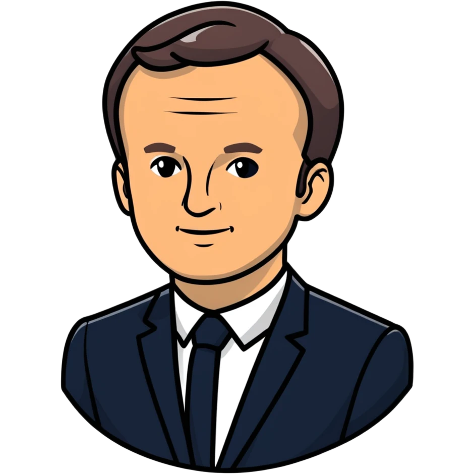 cartoon of Emmanuel Macron emoji