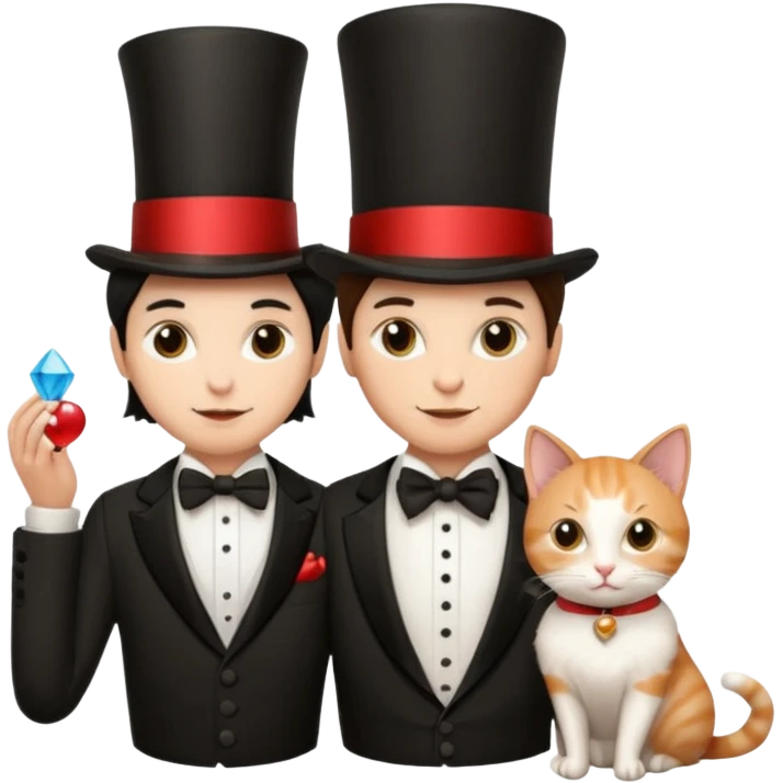 magician couple and their pet cat emoji