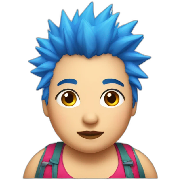 Older fat lesbian Chilean very short spiky bright blue hair emoji