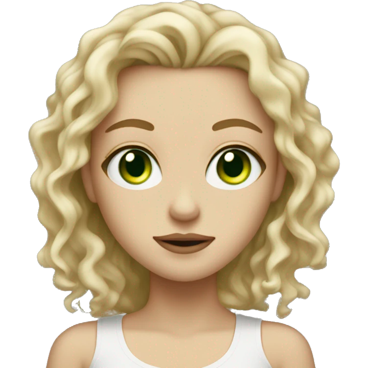 white gir woth green eyes and dirty blonde wavy hair emoji