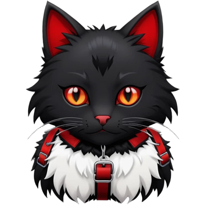 black cat edgy emo furry fursona with a red chest harness  emoji