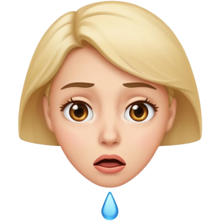 Emoji of a surprised woman with a tear dripping from one side of her eye emoji
