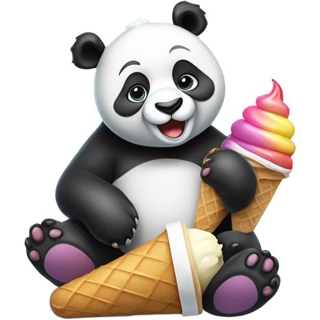 Panda eating ice cream emoji