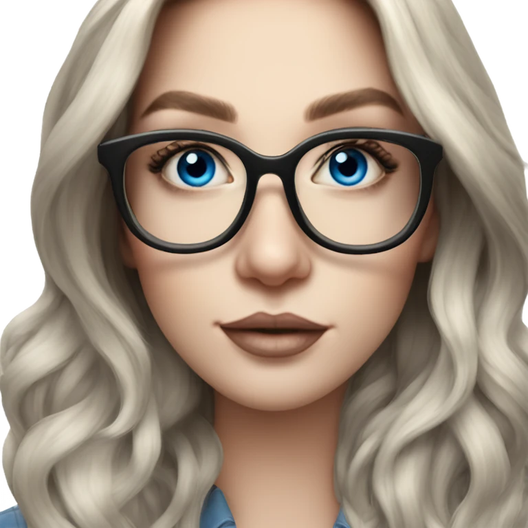 Hyper Realistic Balayage pale beautiful tattooed woman with glasses and blue eyes happy  emoji