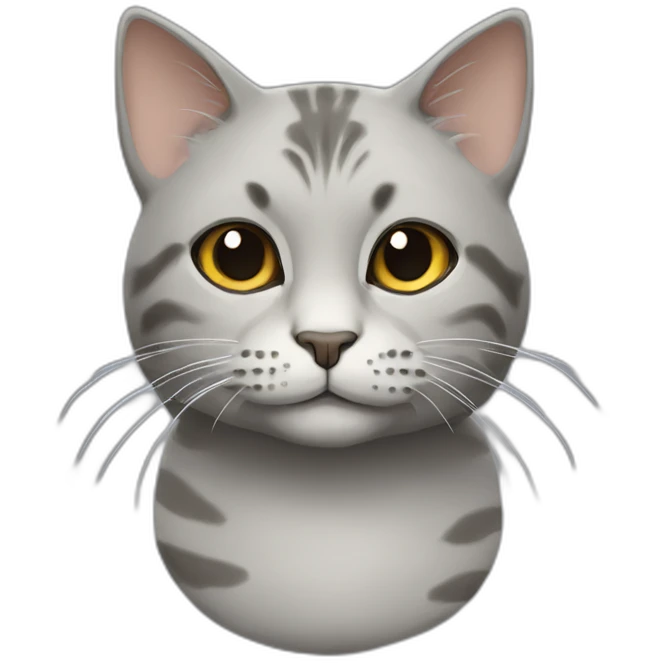 a round-faced cat with a grey beehive and no pattern all over emoji