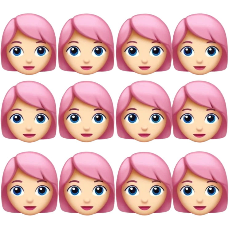 Karakter birisi düz saçlı birisi dalgalı bir stoplu saklı birisi açık saçlı boydan birisi mavi kıyafetleri birisi pembe kıyafetli boydan kız karakter emoji