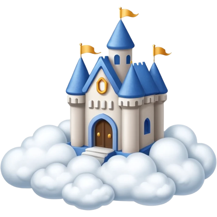 Cloud Castle – White castle resting on fluffy clouds emoji