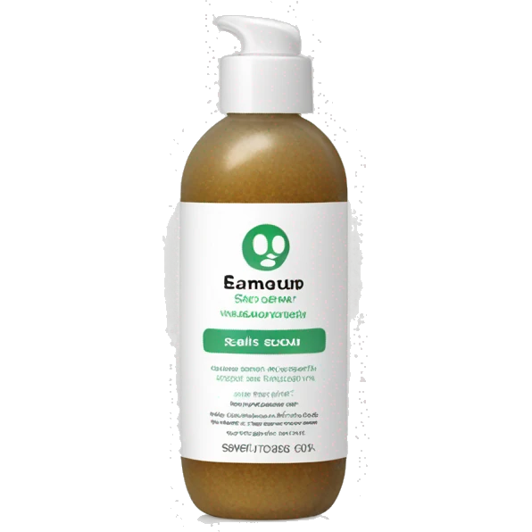 bottle of scalp scrub with label emoji