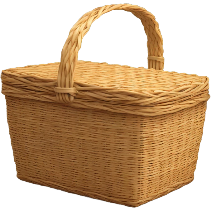 Realistic isolated small outdoors wicker picnic basket. emoji