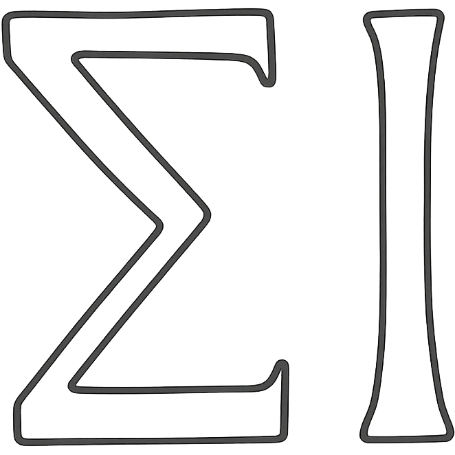 creative combination of Greek letters to symbolize eleven, hand-drawn black outline icon emoji