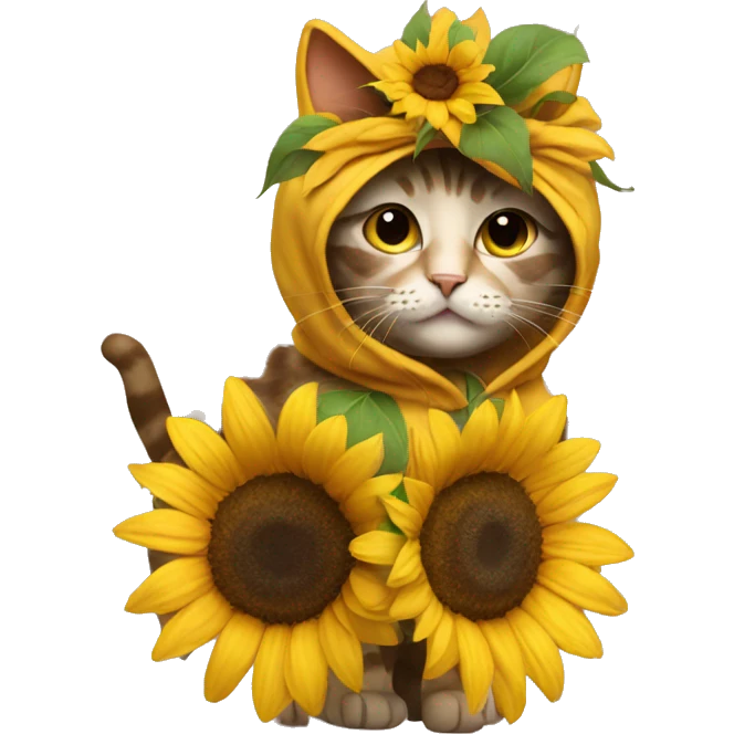 cat in a sunflower costume emoji