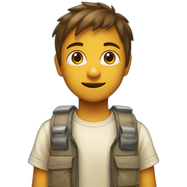 Gars de 13 ans brun blanc en cargo et tee-shirt manche courte  emoji