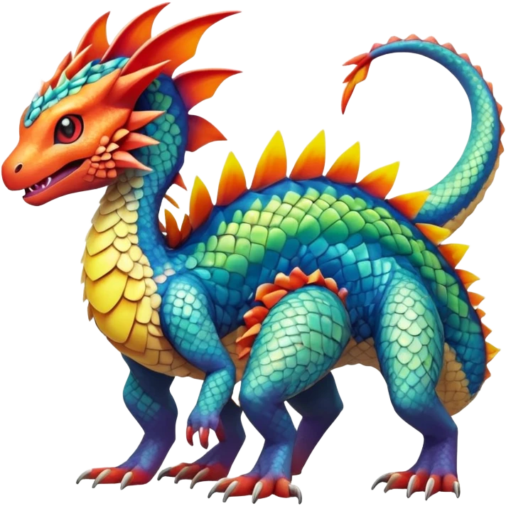 Colorful Exotic Pokémon-Fakémon-hybrid-creature (full body) emoji