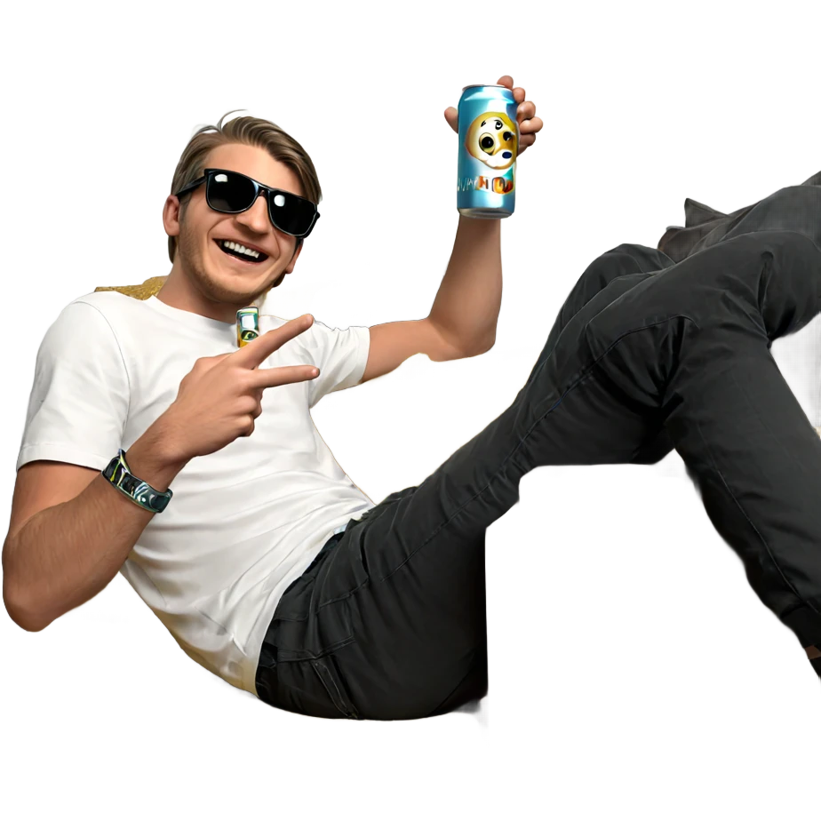 smiling boy with beer can emoji