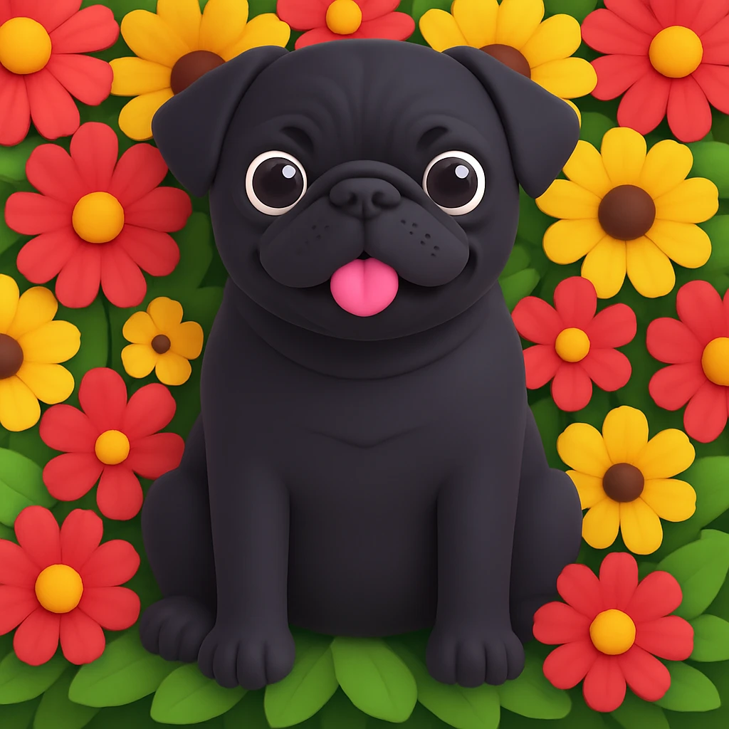 Add more flowers in the background, keep the 3D emoji style look and feel. emoji