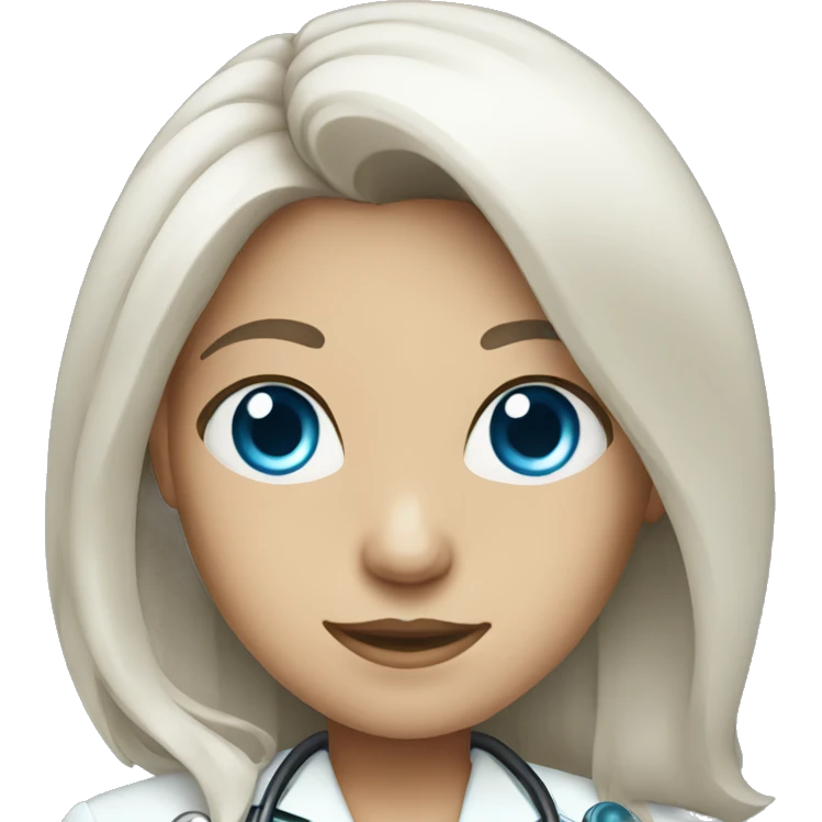 standing female doctor with full length hair and Blue eyes  emoji
