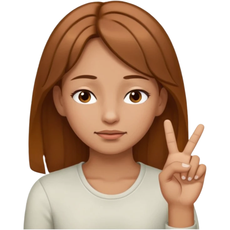 White but tan person with lightish brown hair girl has eyes lightly closed and index and middle fingers held on the temples of the forehead has if she is thinking and knows and sort of smirking emoji
