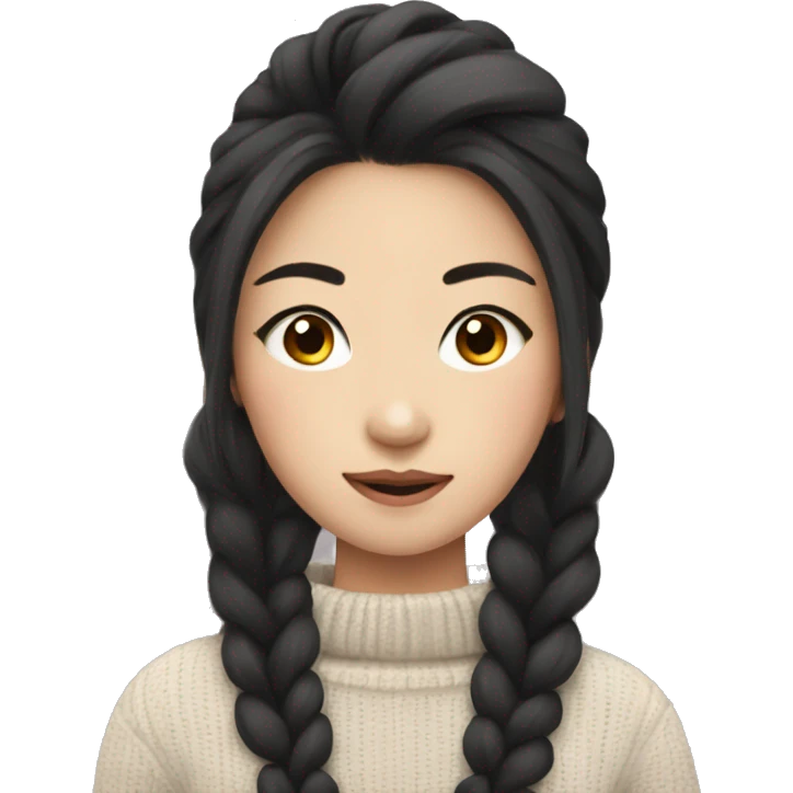 Pretty Asian girl with lush dark hair wearing sweater  emoji
