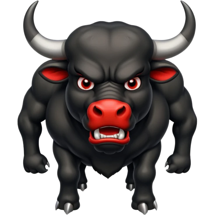 angry black bull preparing to charge with red eyes emoji