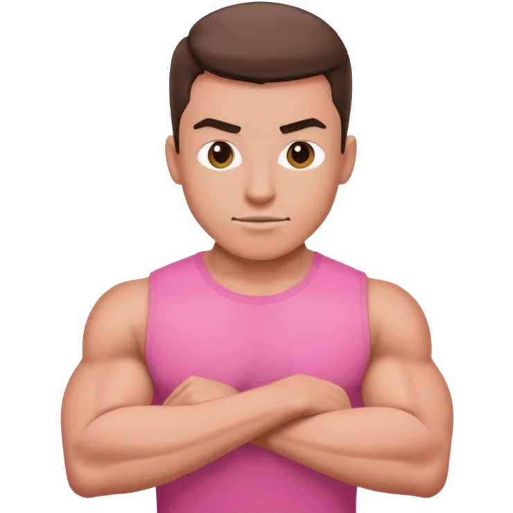 програмист с мышцами в розовой футболке emoji