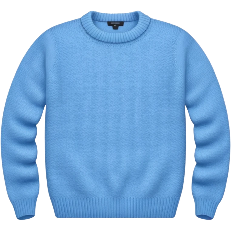 sky-blue knitted wool sweater, round neck with up. emoji
