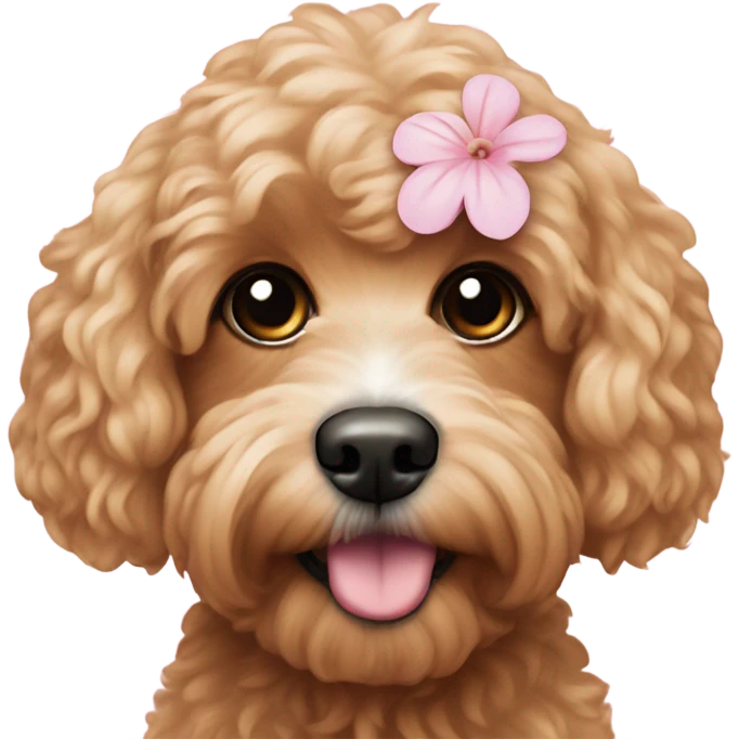  Cavapoo with light pink flower  emoji