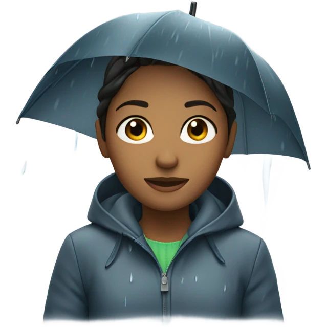 girl in rain with jacket emoji