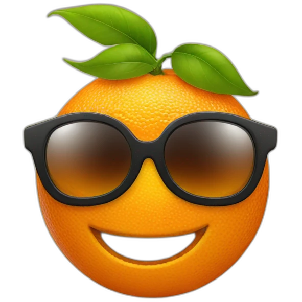 An orange with a big smile and sunglasses emoji