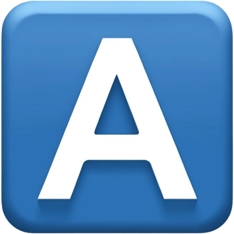 The image is a blue icon with the letter "A" in the center. The letter is in a bold, sans-serif font and is slightly tilted to the right. Below the letter, there is a smaller text that reads "10.9". The background is white and the icon is simple and minimalistic. emoji