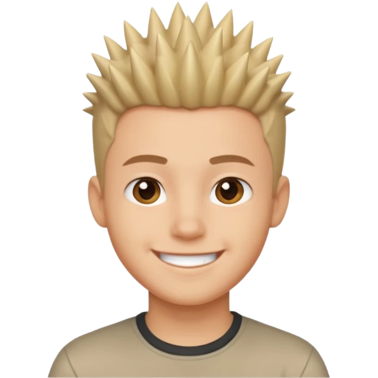 young man with short, spiky hair, smiling emoji