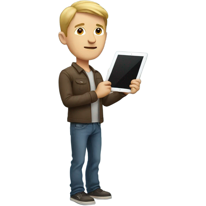 white man standing with ipad emoji