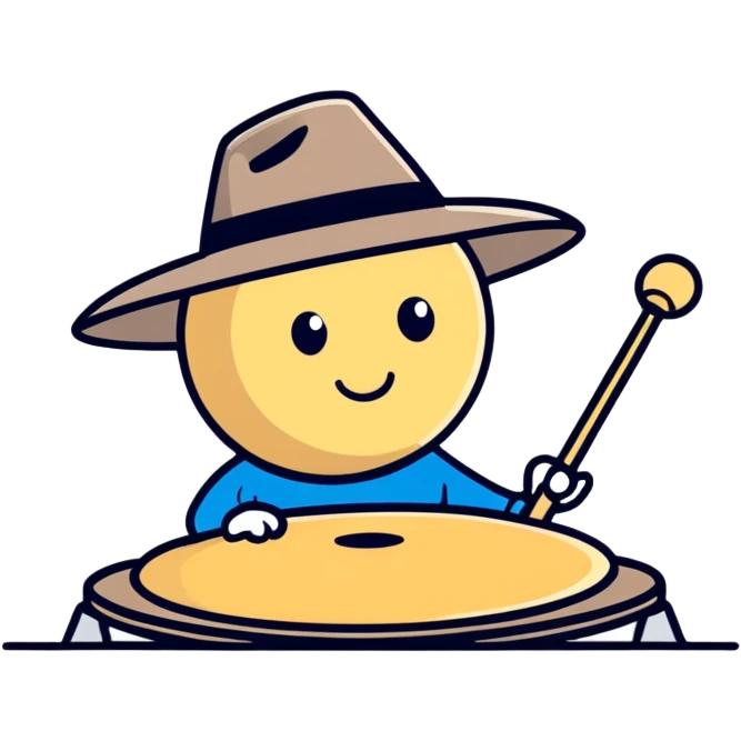 Cymbal on top of a man's hat (Clukr from sprunki) emoji