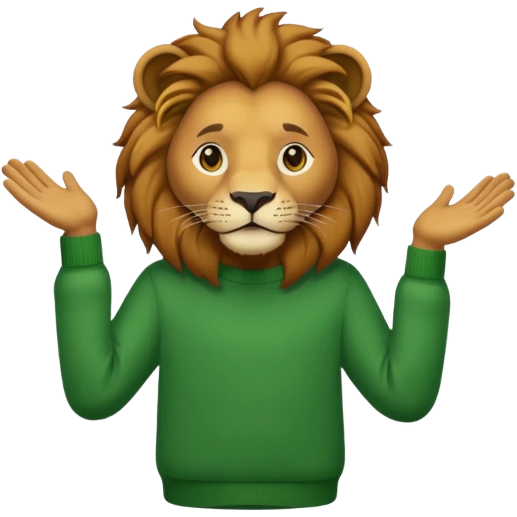 lion wearing green jumper emoji