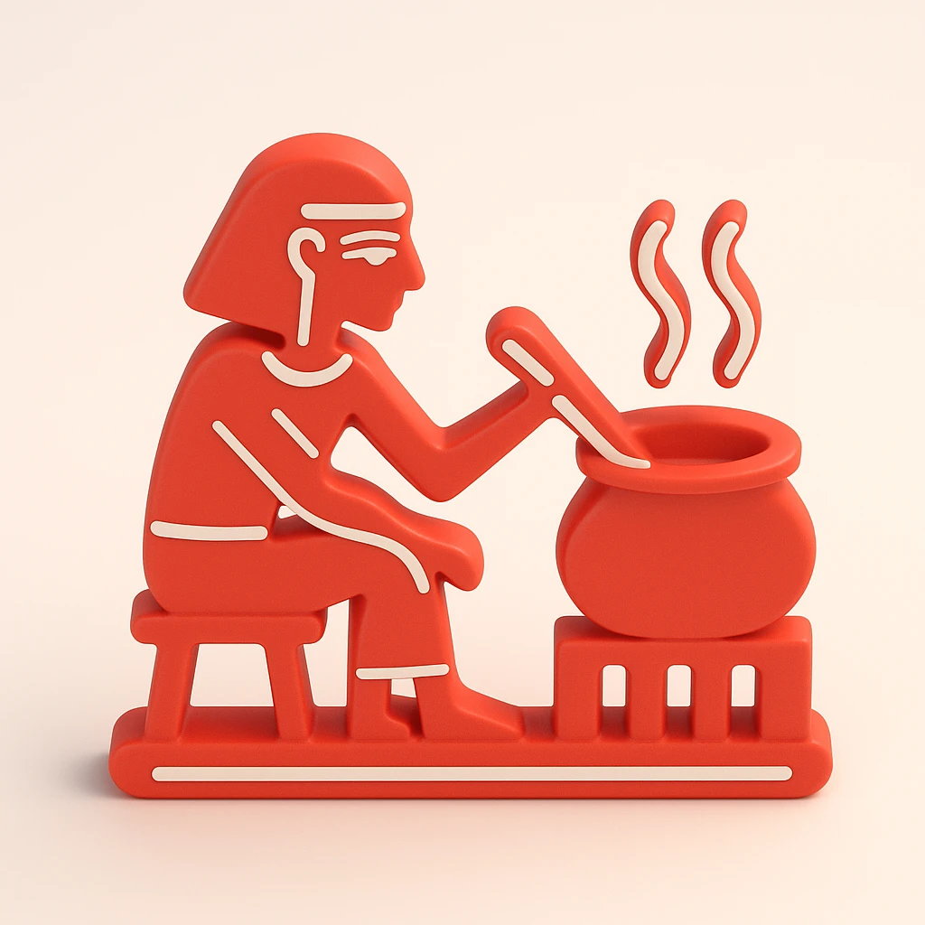 ancient Egyptian cooking scene in hieroglyphic style emoji