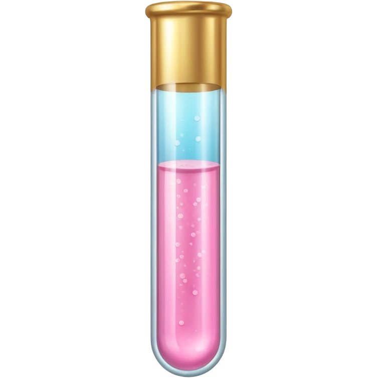 Pastel pink test tube filled with shimmering liquid, gold rim emoji