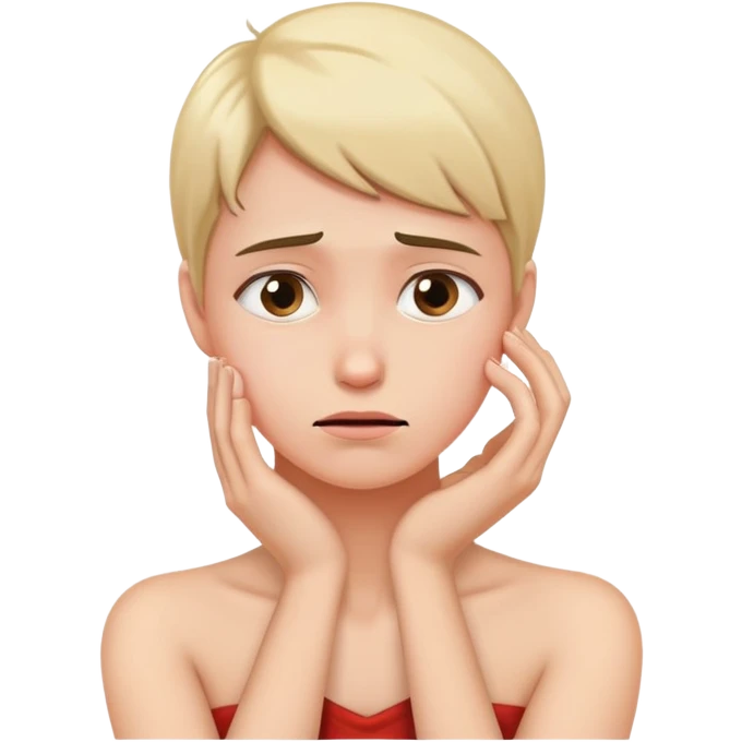 person with a worried expression, touching their neck with one hand emoji