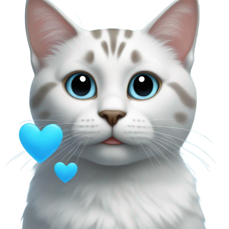 Cat with skyblue hearts emoji
